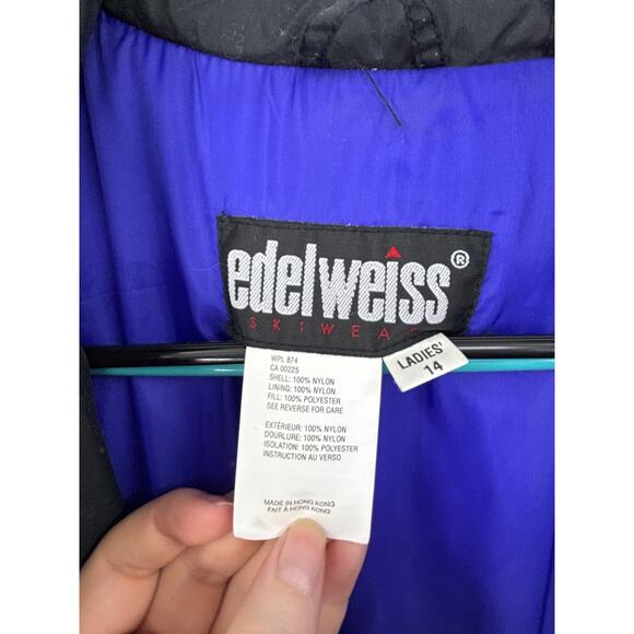 Edelweiss Snow Suit Womens Large Ski Belted Indigo Nylon Insulated Vintage - Picture 10 of 10